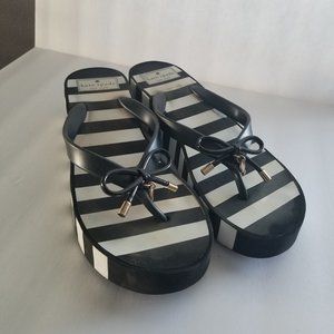 Kate Spade Striped Black and White Platform Flip Flops